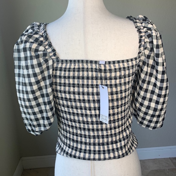 NWT BB Dakota by Steve Madden The Keys to the Gingham Top black smock sz Medium - Picture 4 of 6
